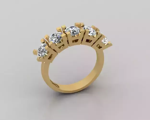 Rings 3D gold ring with four stones