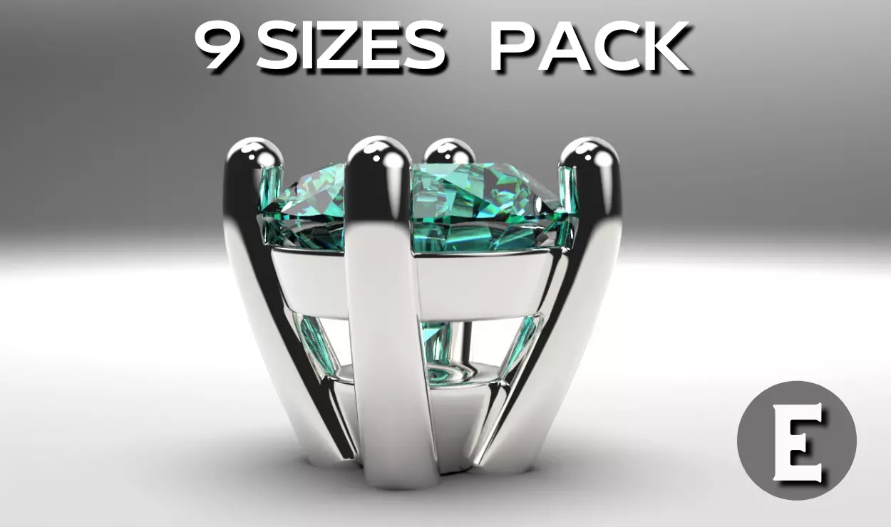A package of  engagement ring heads 4 prong stud earrings 3D print model_0