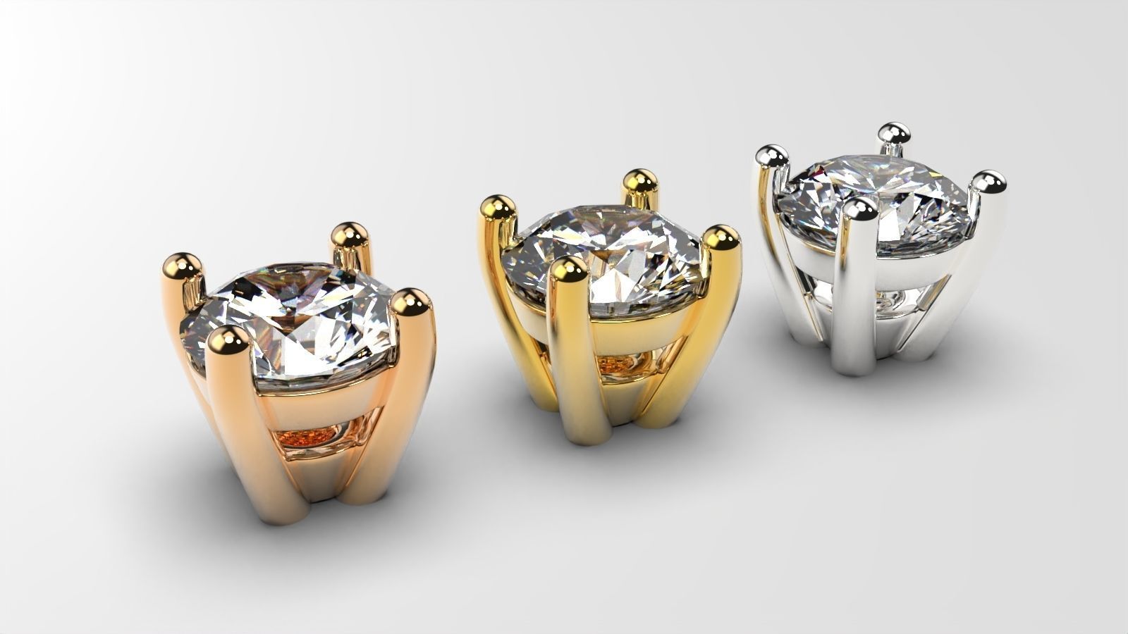 A package of  engagement ring heads 4 prong stud earrings 3D print model_2