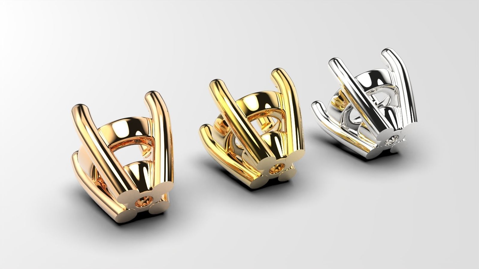 A package of  engagement ring heads 4 prong stud earrings 3D print model_3