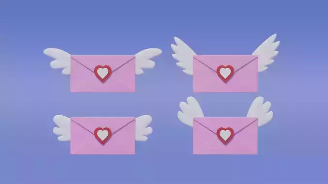 Cartoon Flying Envelope With Wings Collection