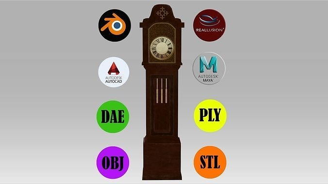Old Clock Low-poly 3D model