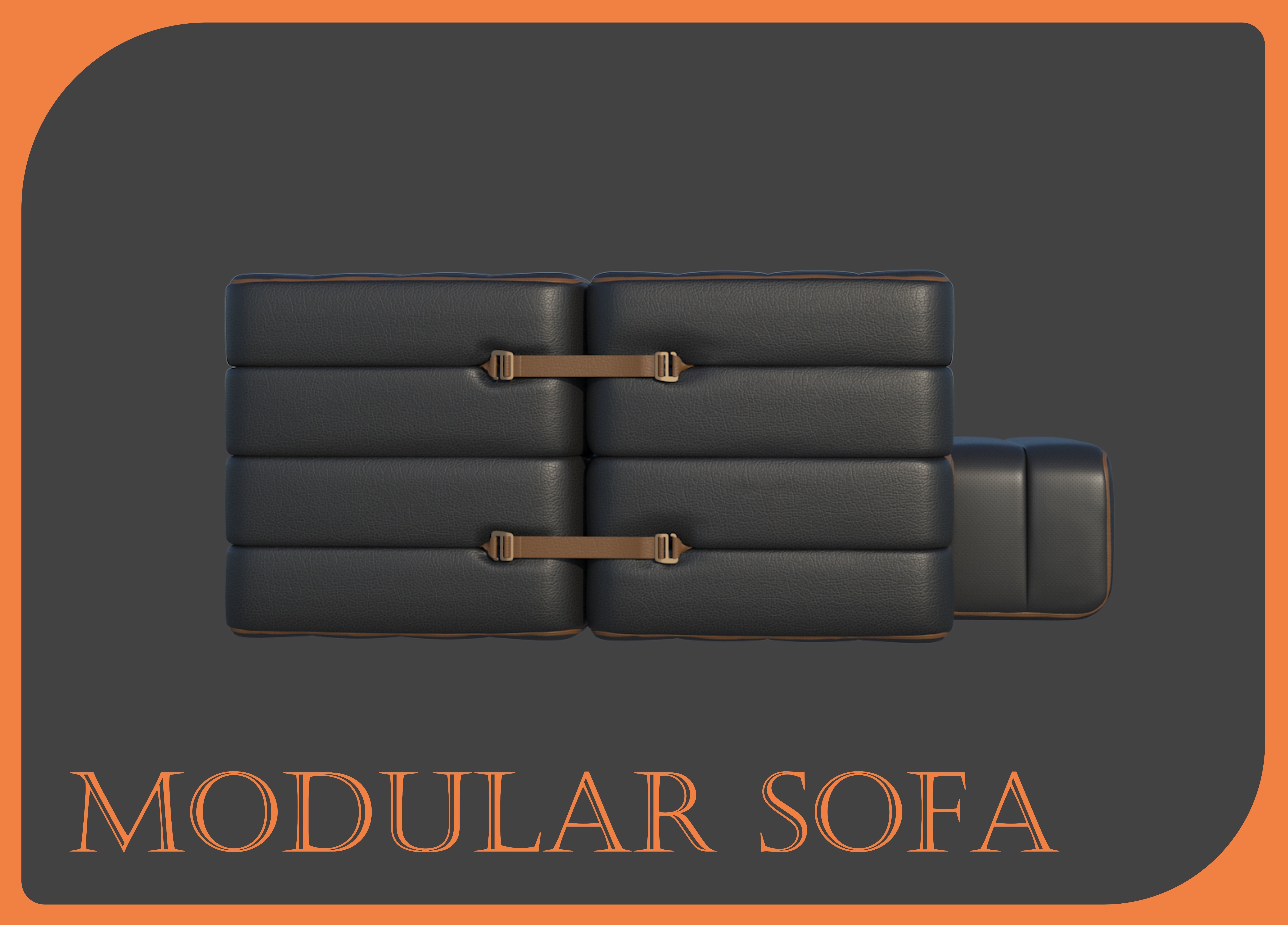 Modular Sofa Low-poly 3D model_4