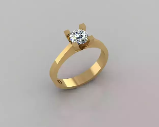 Rings 3D gold engagement ring with diamond in center