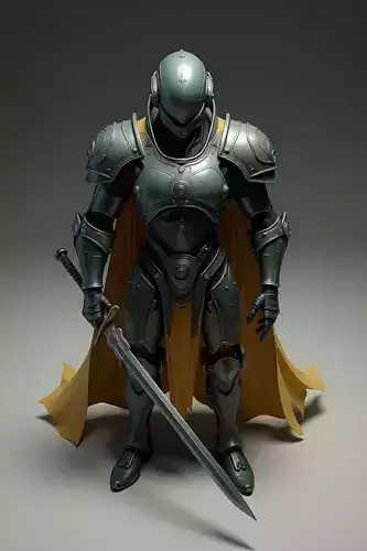 Knight Armor Medieval Fantasy Character with Dynamic Cape