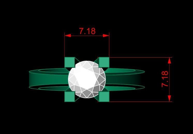 Rings 3D gold engagement ring with solitaire diamond 3D print model_4