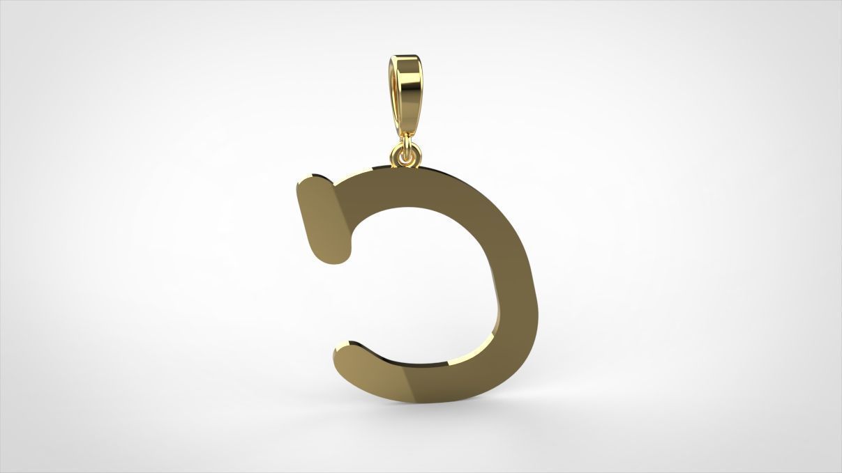 pendant alphabet courier C medium 3D print model_5