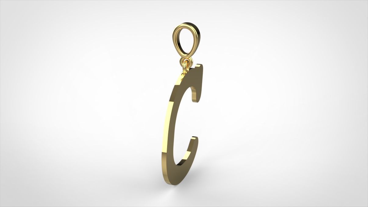 pendant alphabet courier C medium 3D print model_7