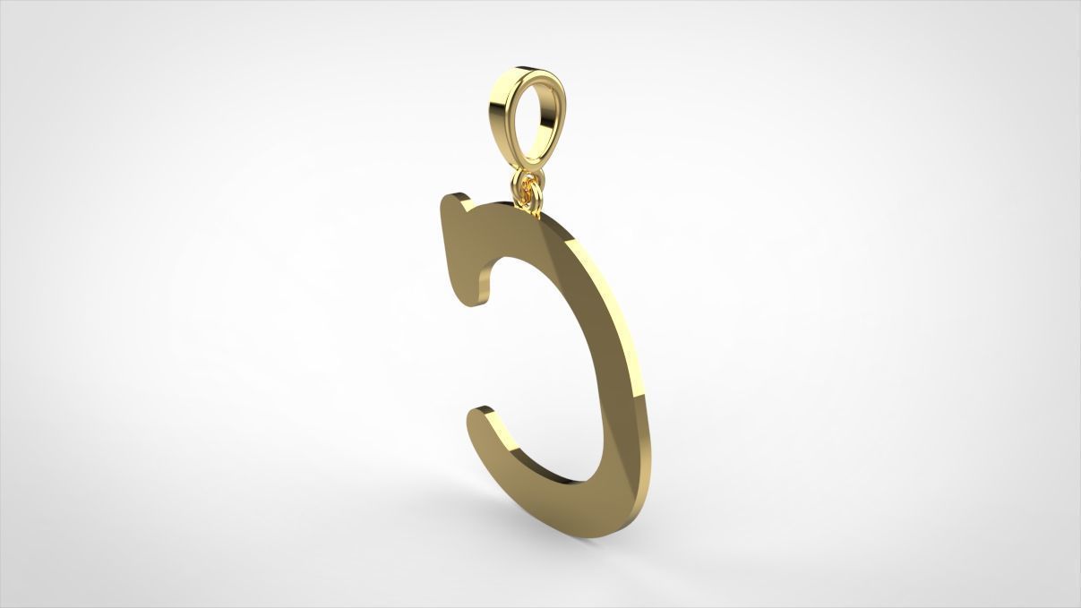 pendant alphabet courier C medium 3D print model_3
