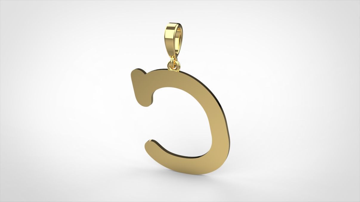 pendant alphabet courier C medium 3D print model_2