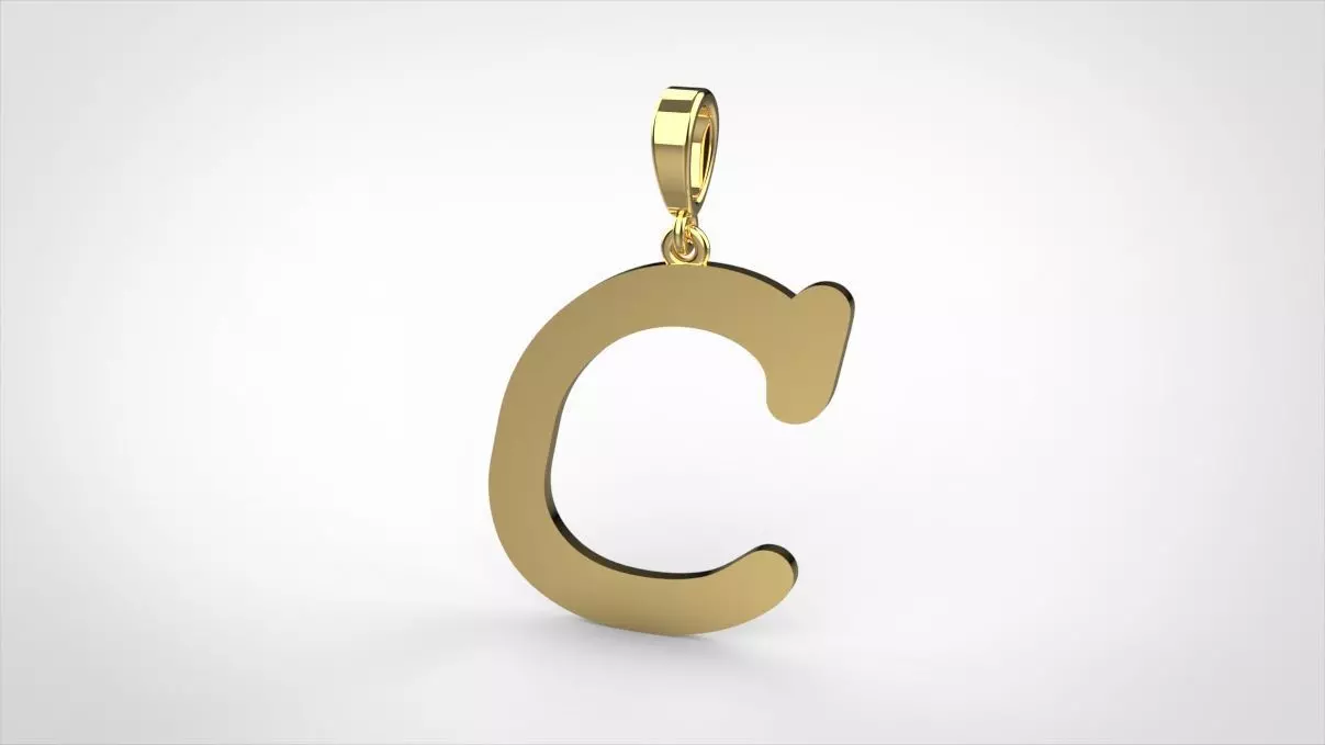 pendant alphabet courier C medium 3D print model_0