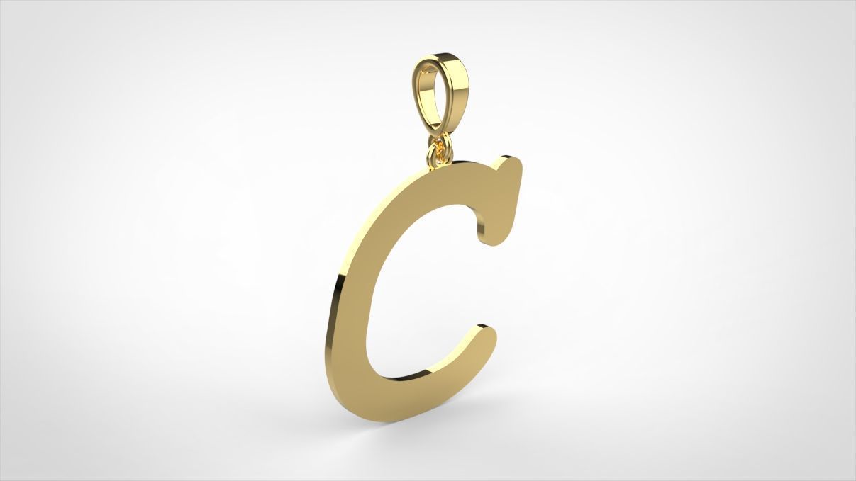 pendant alphabet courier C medium 3D print model_8