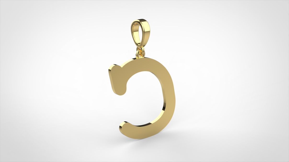 pendant alphabet courier C medium 3D print model_4