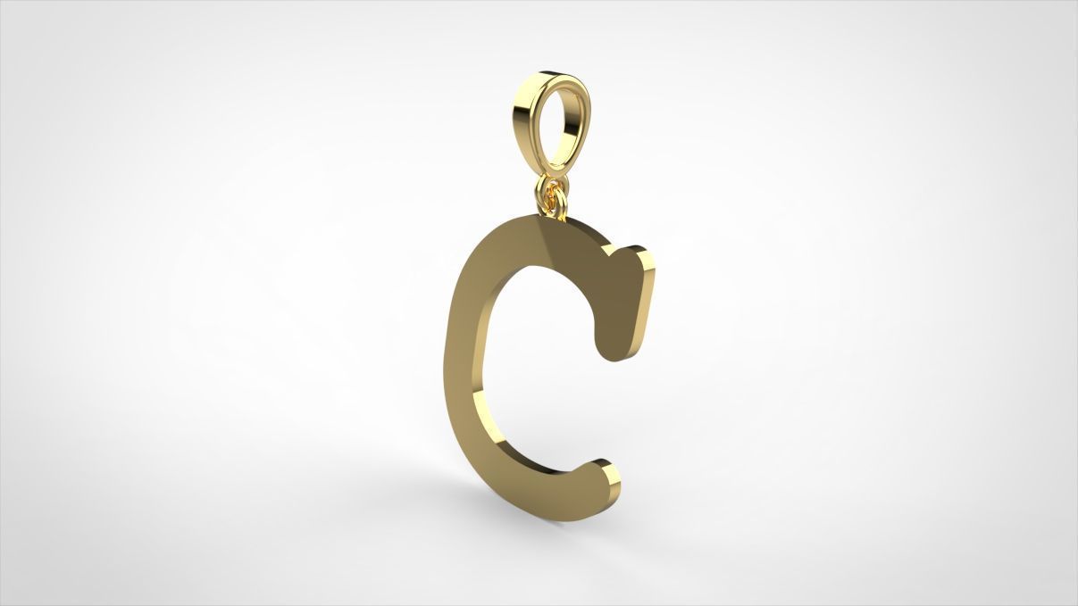 pendant alphabet courier C medium 3D print model_9