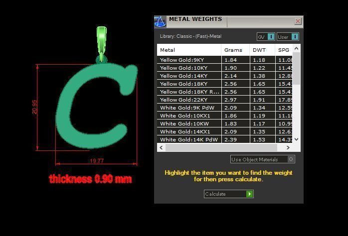 pendant alphabet courier C medium 3D print model_12