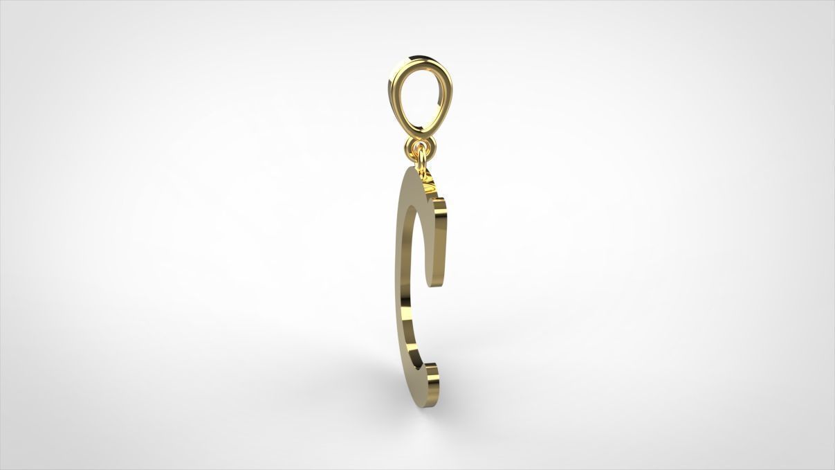pendant alphabet courier C medium 3D print model_10