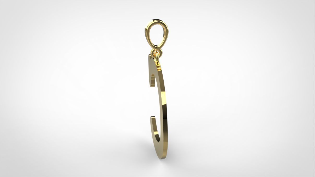 pendant alphabet courier C medium 3D print model_6