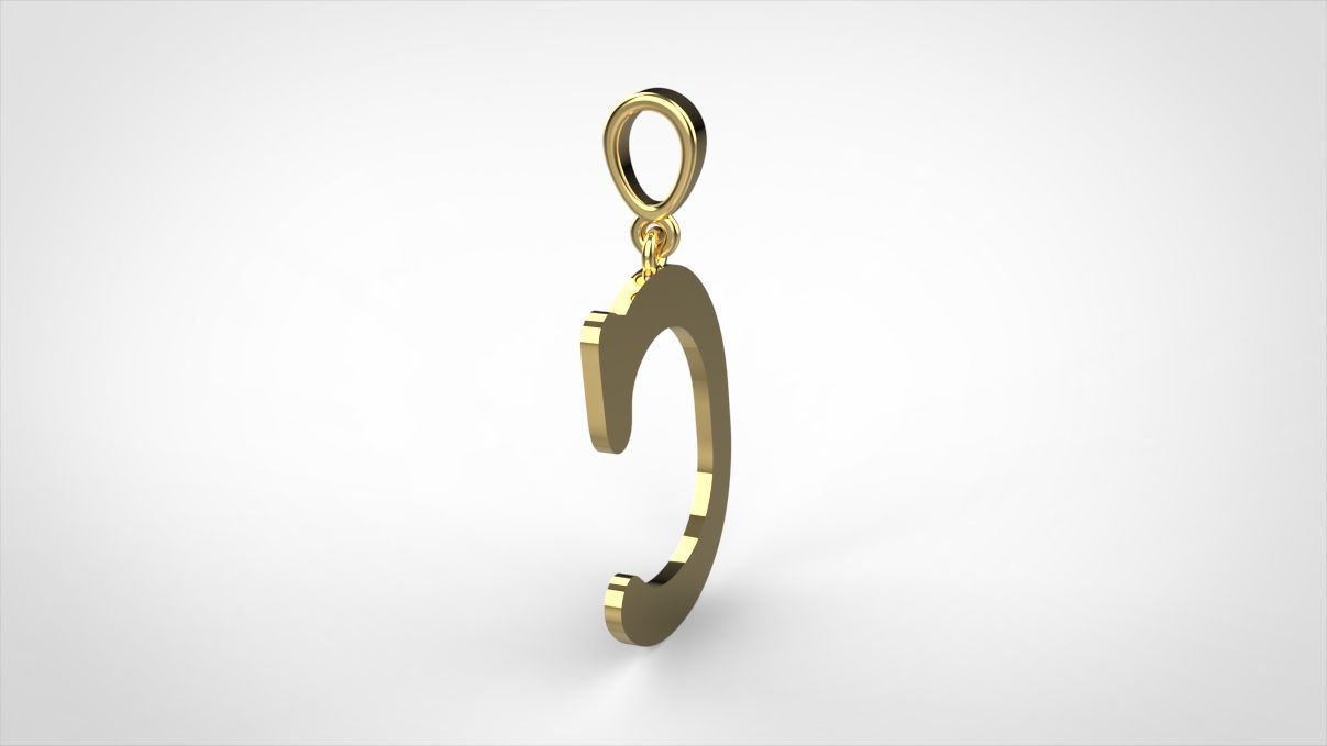 pendant alphabet courier C medium 3D print model_11