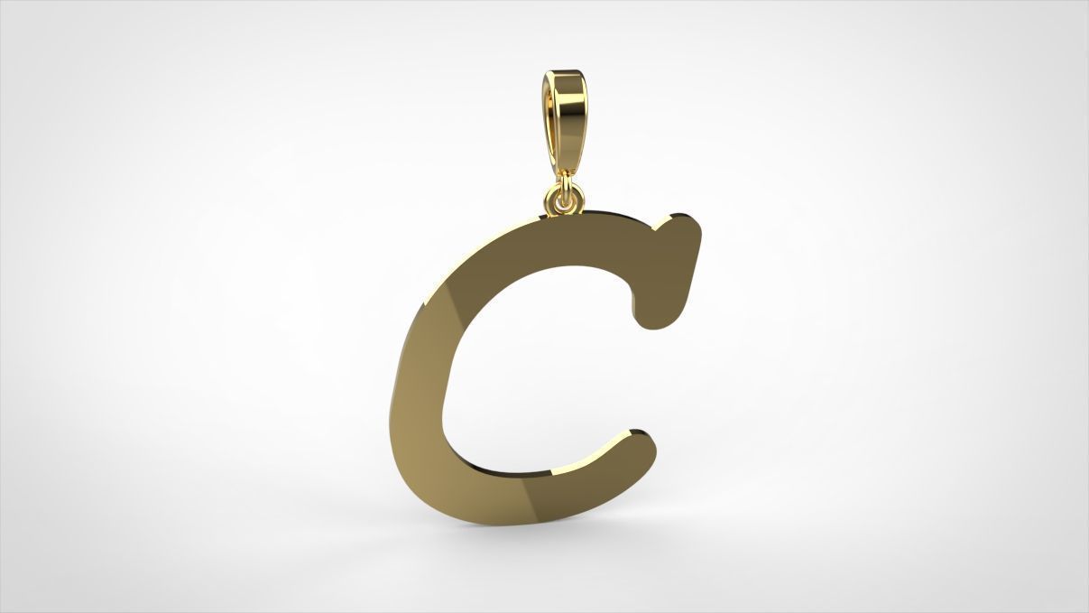 pendant alphabet courier C medium 3D print model_1