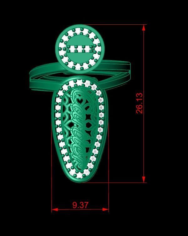 Rings 3D gold ring with diamonds 3D print model_4