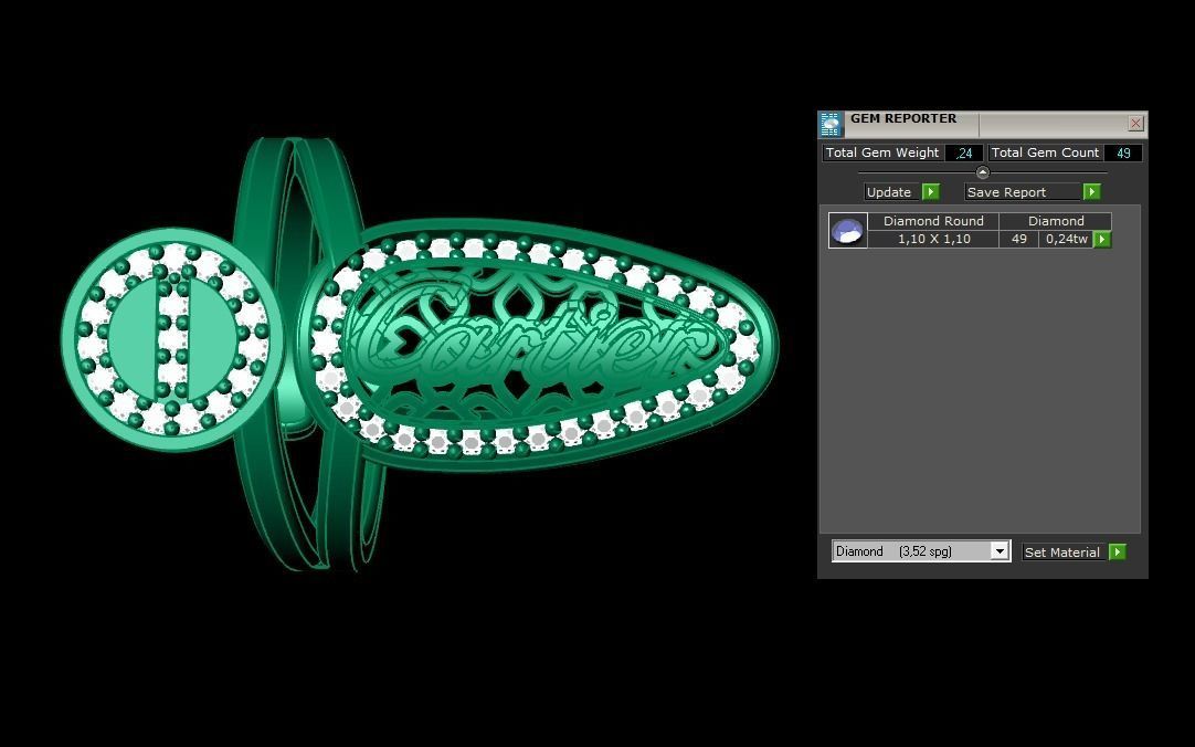 Rings 3D gold ring with diamonds 3D print model_3