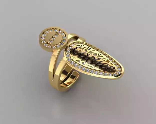Rings 3D gold ring with diamonds