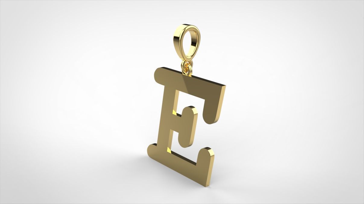 pendant alphabet courier  E medium 3D print model_9