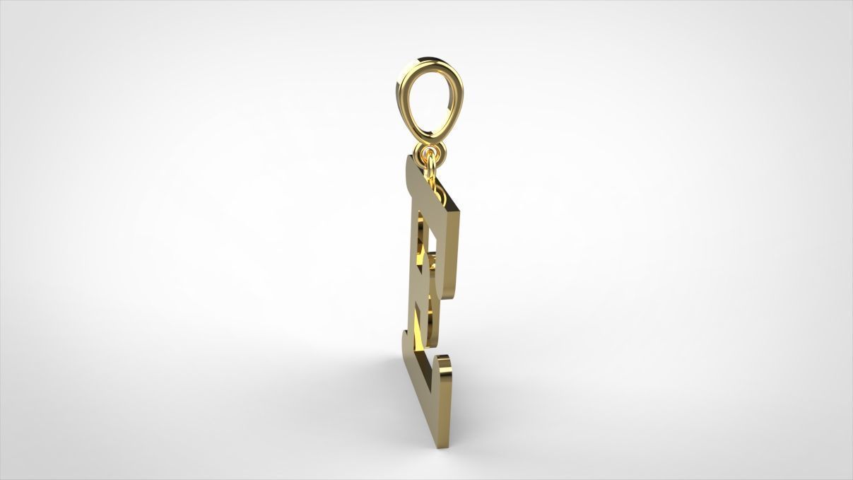 pendant alphabet courier  E medium 3D print model_10