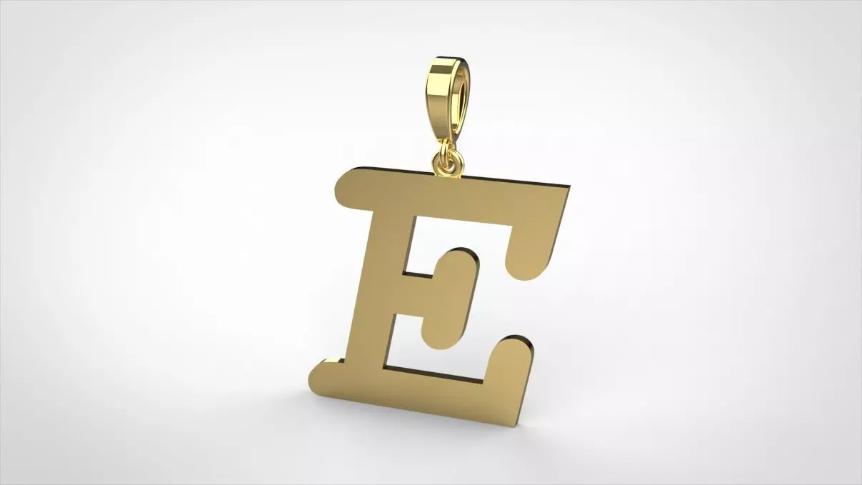 pendant alphabet courier  E medium 3D print model_0