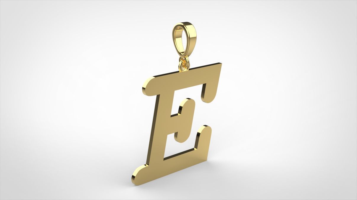 pendant alphabet courier  E medium 3D print model_8