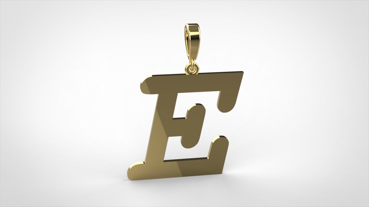 pendant alphabet courier  E medium 3D print model_1