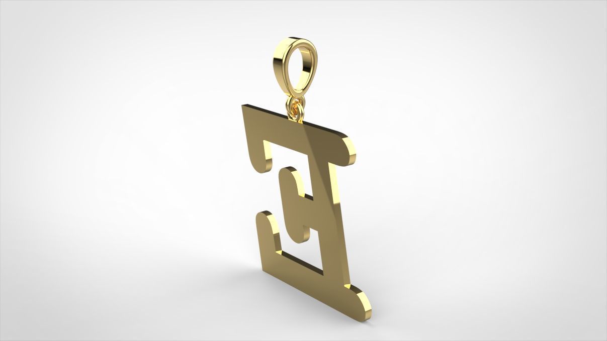 pendant alphabet courier  E medium 3D print model_3