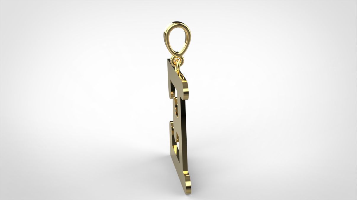 pendant alphabet courier  E medium 3D print model_6