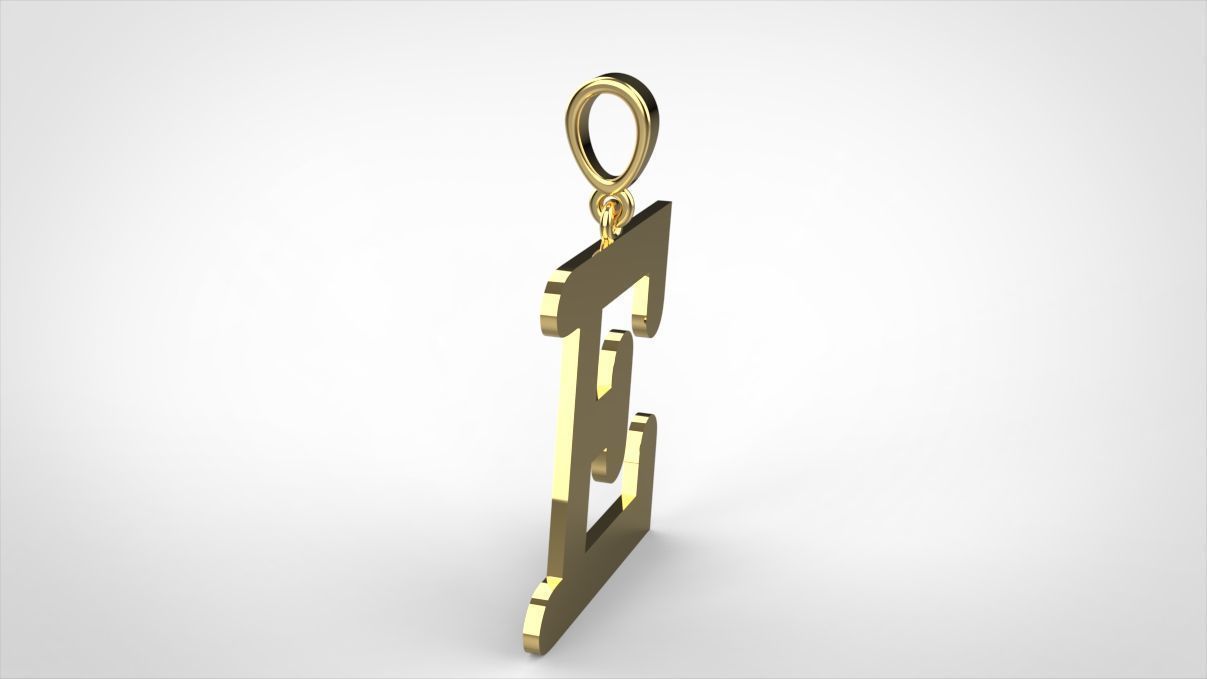pendant alphabet courier  E medium 3D print model_7