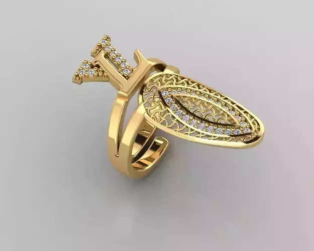 Rings 3D gold ring with diamonds