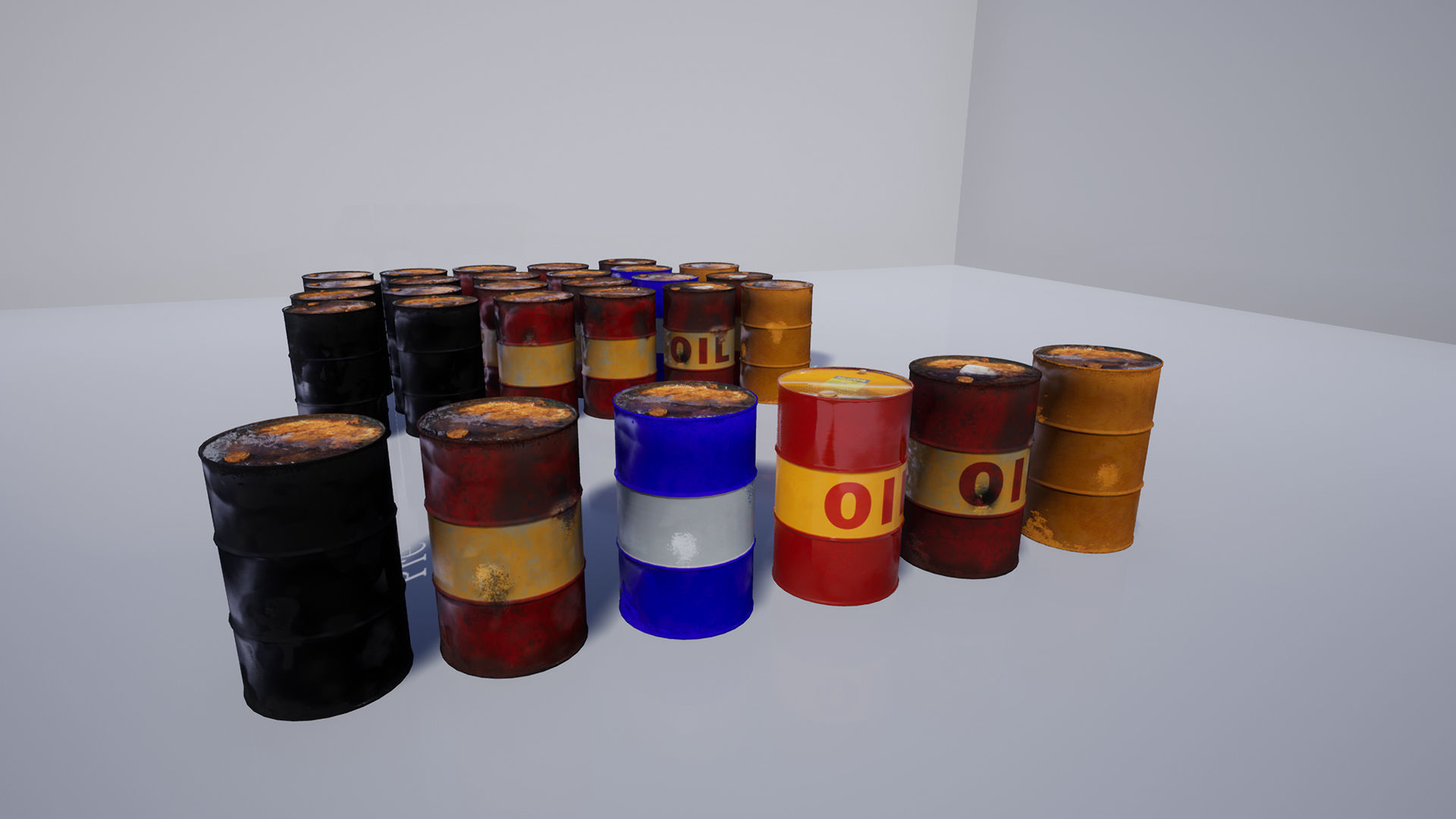 Assorted Rusted Drum Barrel - 3D Model Low-poly 3D model_2