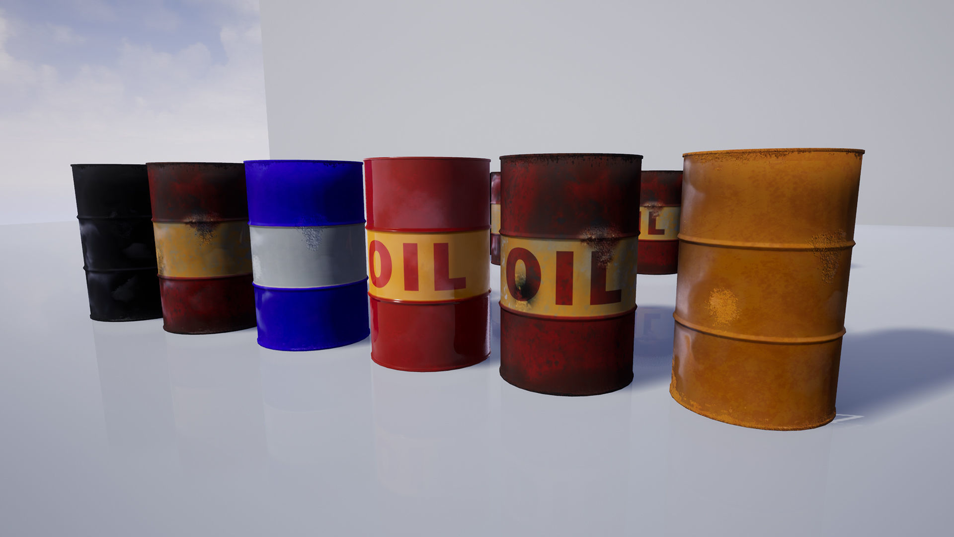 Assorted Rusted Drum Barrel - 3D Model Low-poly 3D model_4