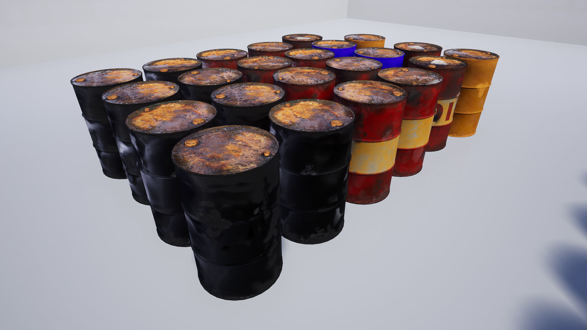 Assorted Rusted Drum Barrel - 3D Model Low-poly 3D model_3