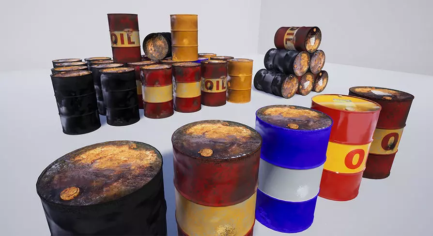 Assorted Rusted Drum Barrel - 3D Model Low-poly 3D model_0