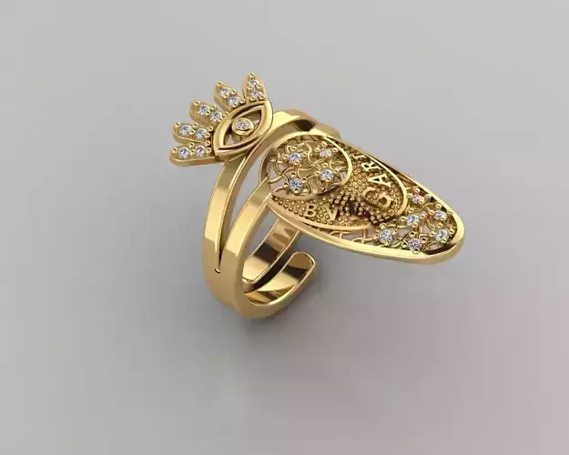 Rings 3D gold ring with eye and crown