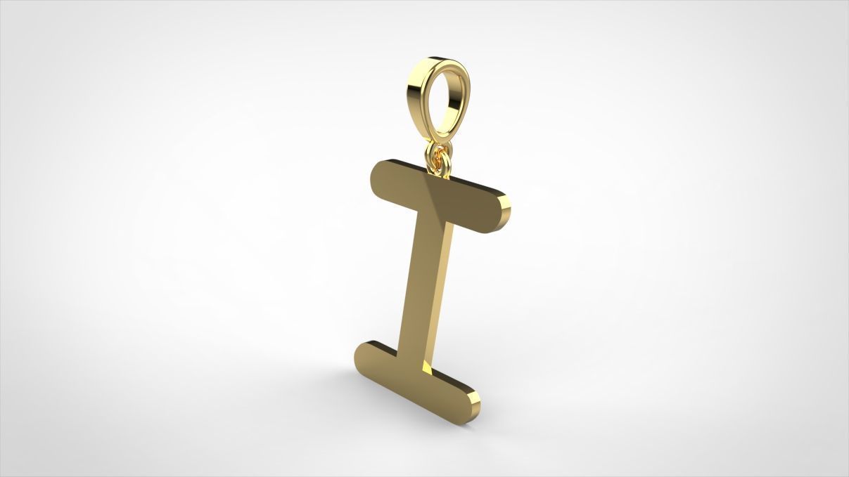 pendant alphabet courier I medium 3D print model_9