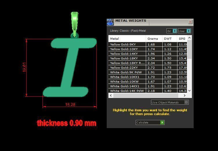 pendant alphabet courier I medium 3D print model_12