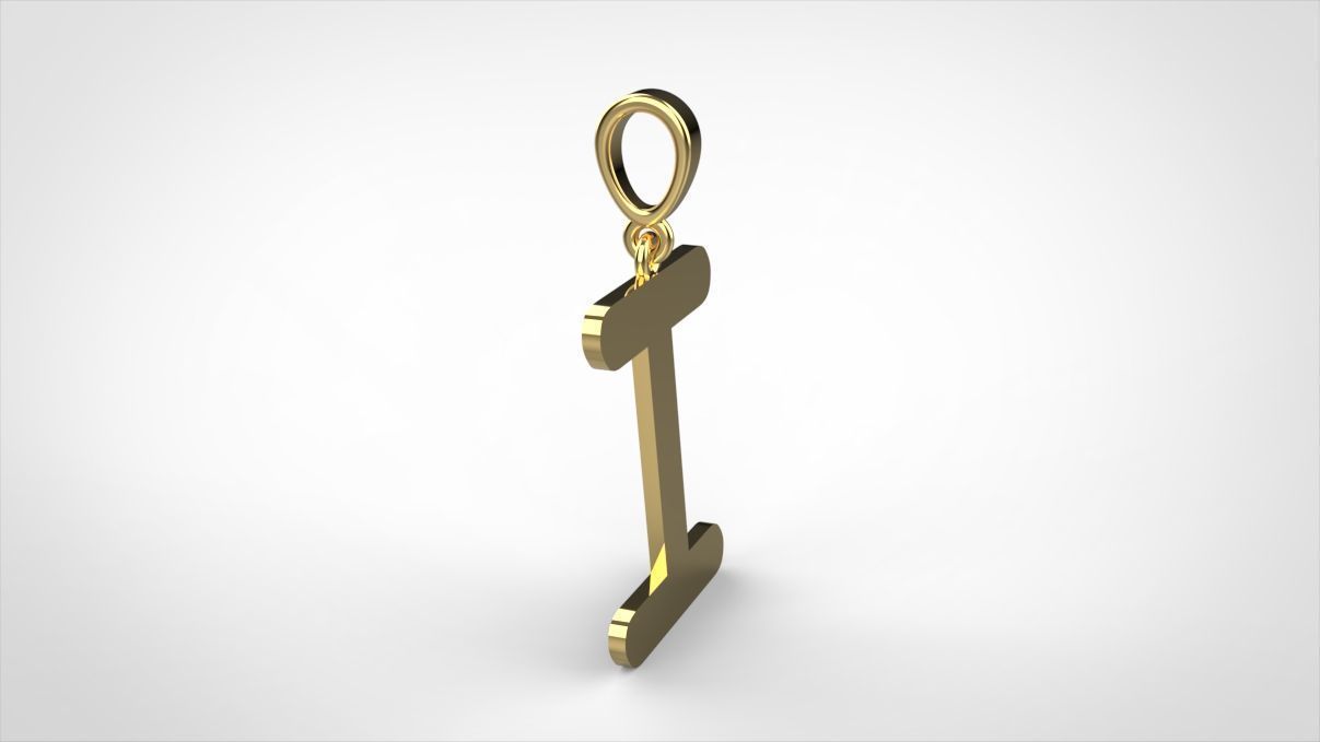 pendant alphabet courier I medium 3D print model_11