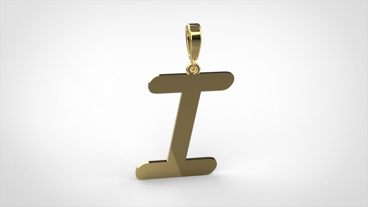 pendant alphabet courier I medium 3D print model_1