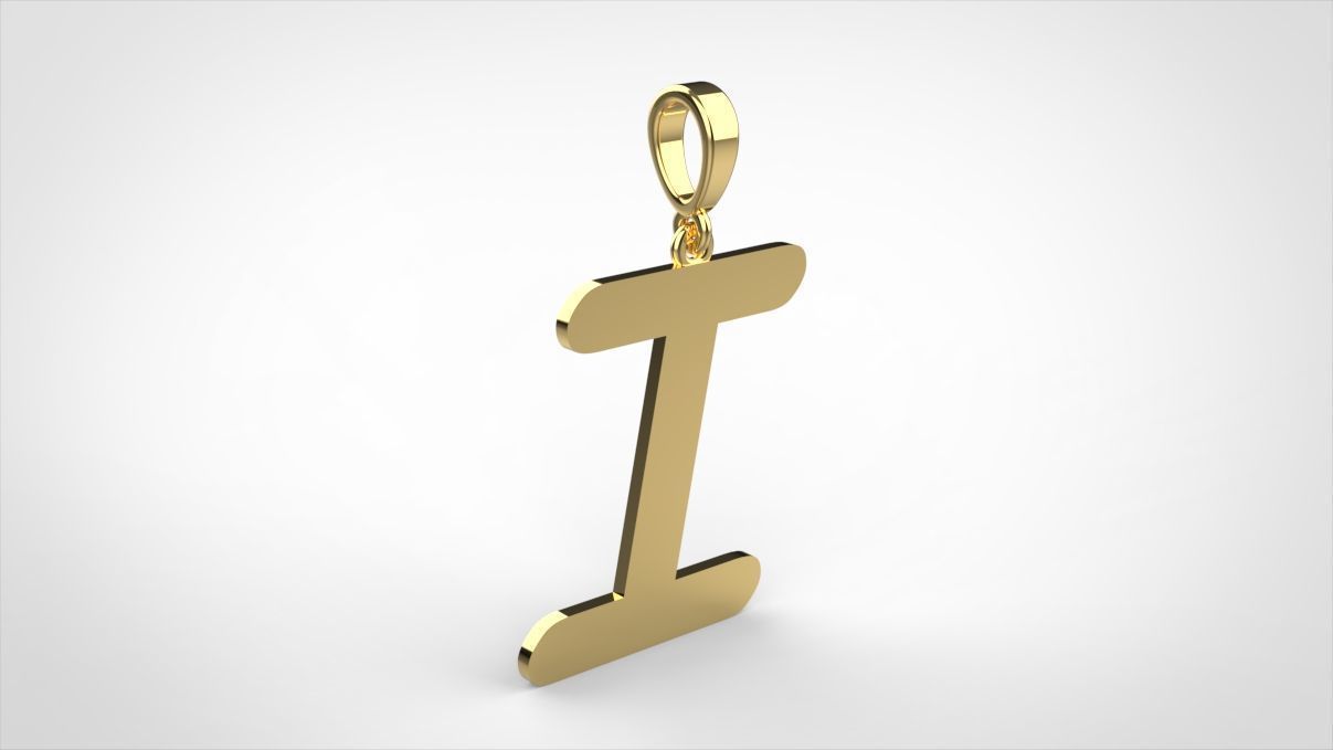 pendant alphabet courier I medium 3D print model_8