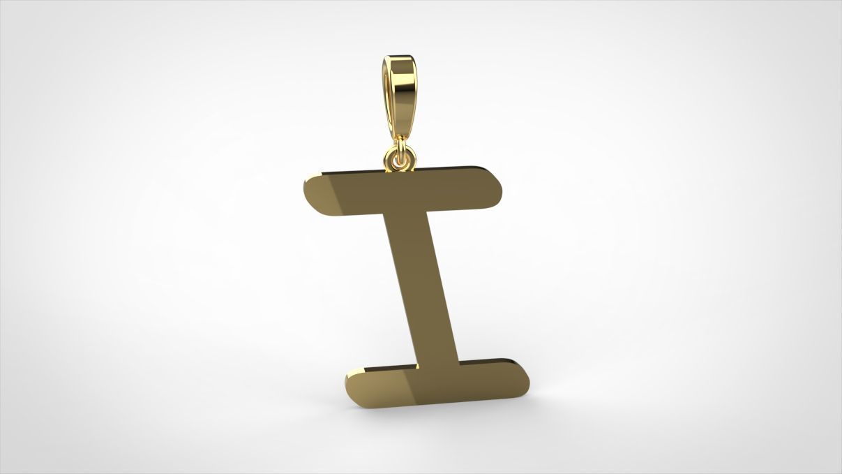 pendant alphabet courier I medium 3D print model_5