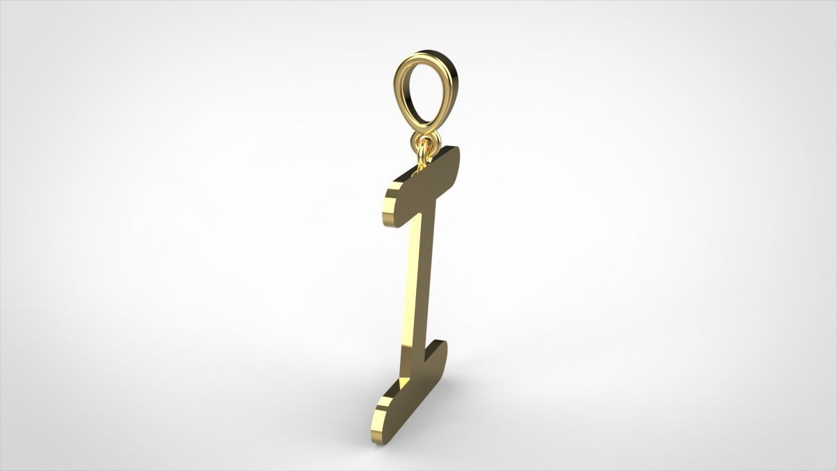 pendant alphabet courier I medium 3D print model_7