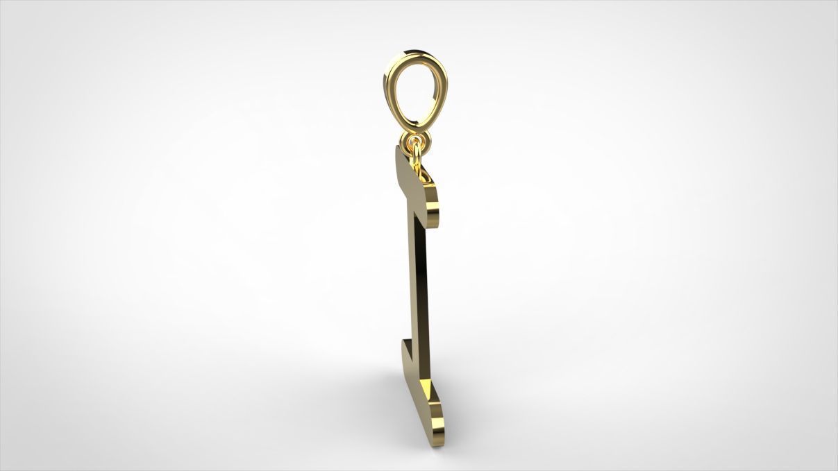 pendant alphabet courier I medium 3D print model_6
