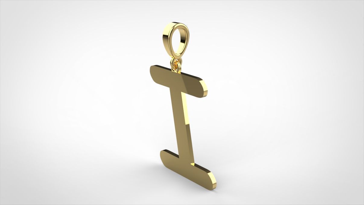 pendant alphabet courier I medium 3D print model_3