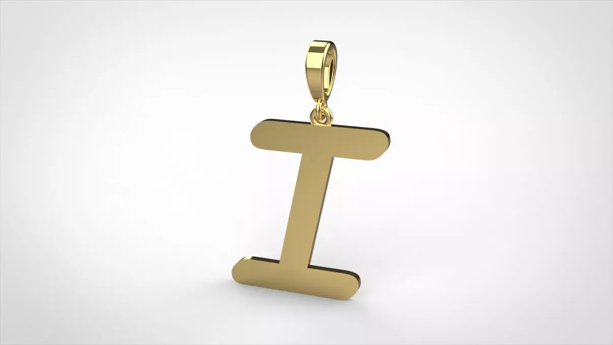 pendant alphabet courier I medium 3D print model_0